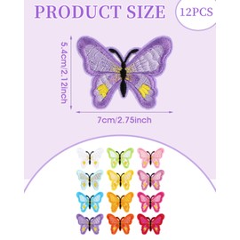 KGDUYC Pack of 12 Iron-On Patches, Butterfly Iron on Patches for Clothes, Flower Embroidered Applique Patches, Iron-on Patches, Repair for Children, DIY T-Shirt, Jeans, Clothing Bags