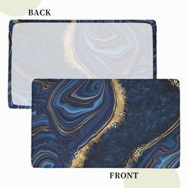 Fiokroo - Mantel de textura de mármol azul con borde elástico para mesa rectangular de 4 pies, mantel lavable para cocina, comedor, fiesta, decoración de pícnic al aire última intervensión, 48