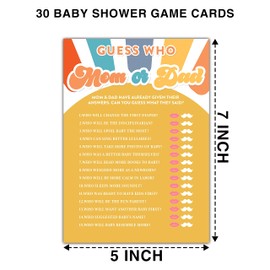 YSTEP Boho Sunshine 30 Guess Who Mom or Dad Game Cards, Gender Reveal Party Supplies Favors (5"x7") -A05