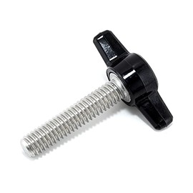 5/16"-18 x 1-1/2" Thumb Screw Stainless Steel - Black Tee Wing Plastic Knob - Standard/Coarse Thread Thumbscrew - Length: 1.500" - Proudly Built in USA - Package of (4)