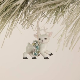 Bethany Lowe Blue Reindeer with Wreath Ornament