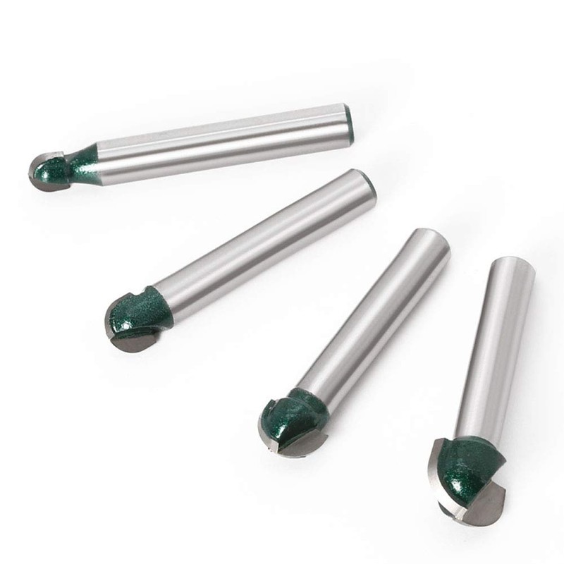 Bestgle 4pcs 1/4" Shank Professional Round Nose Core Box Router