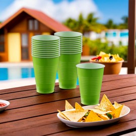 Amscan Kiwi Green Plastic Cups (Pack of 20) - 12 oz. - Versatile Drinkware for Indoor & Outdoor Parties, Weddings, Birthdays, Celebrations & More