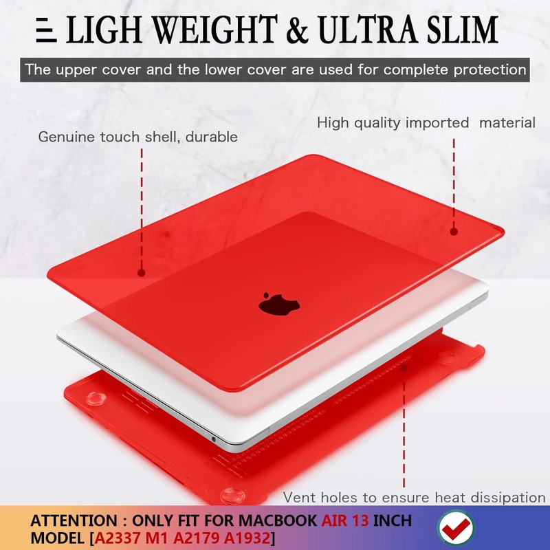 CISSOOK Compatible with MacBook Air 13 inch Case Red 2021