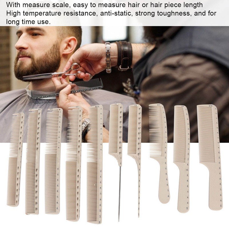 10Pcs Professional Hairdressing Comb Barber Hair Styling Cutting Comb with
