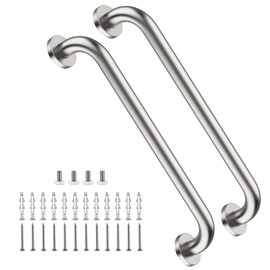 2 Pack 16 Inch Shower Grab Bar Satin Brushed Nickel, ZUEXT Stainless Steel Safety Grab Bar Handle, Bathroom Balance Bar, Safety Hand Rail Support - Handicap, Elderly, Injury, Senior Assist Bath Handle