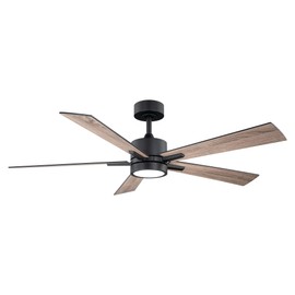 Bali Smart 5-Blade 52in Ceiling Fan 2700K-6000K CCT Selectable LED Light Kit with Remote Control and Black Hardware with Reversible Blades in Weathered Wood or Black Works With iOS or Android App