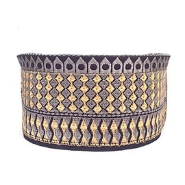 Kufi Men's Unisex Skull Cap Broad Strap Solid Hat with Hand Embroidery Kufi Caps Knitted Beanie Summer Headwear Long Hats (Black Golden, 61)