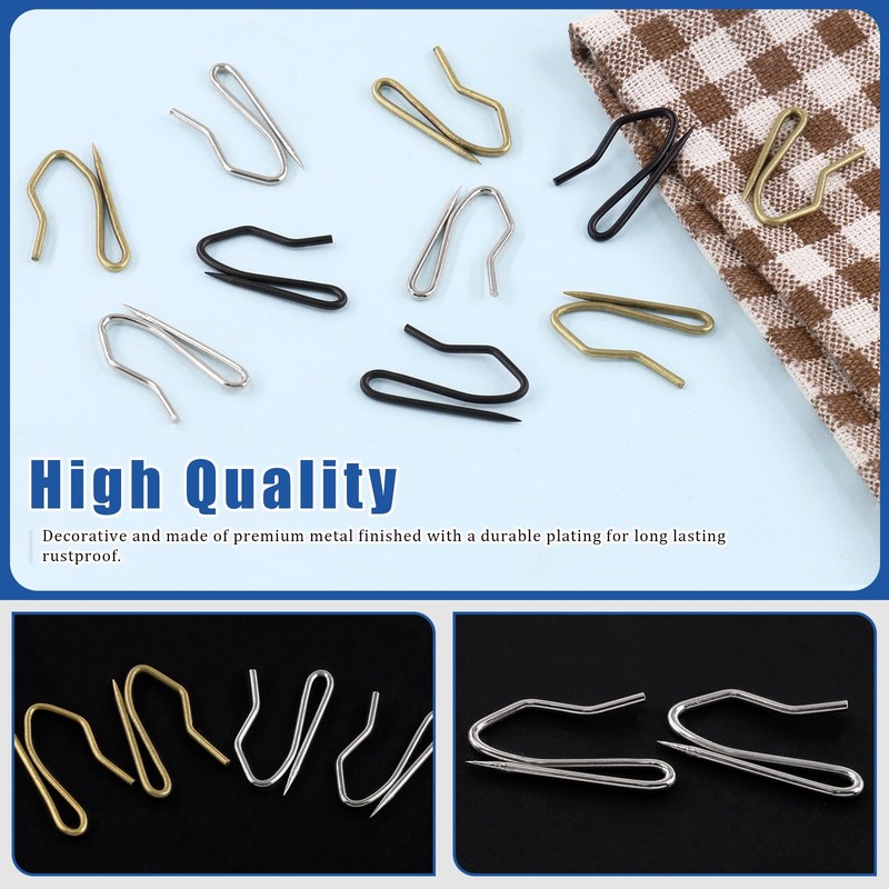 Glarks 58Pcs 1 Inch Sliver Metal Curtain Hooks, Rustproof Heavy