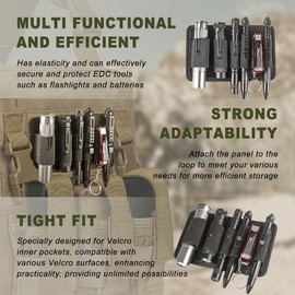 Tactical Bag Insert, Elastic EDC Organizer Panel with Hook and Loop Fastening Backpack Tool Organizer Patch for Outdoorl Shooting Training Hunting Camping Hiking