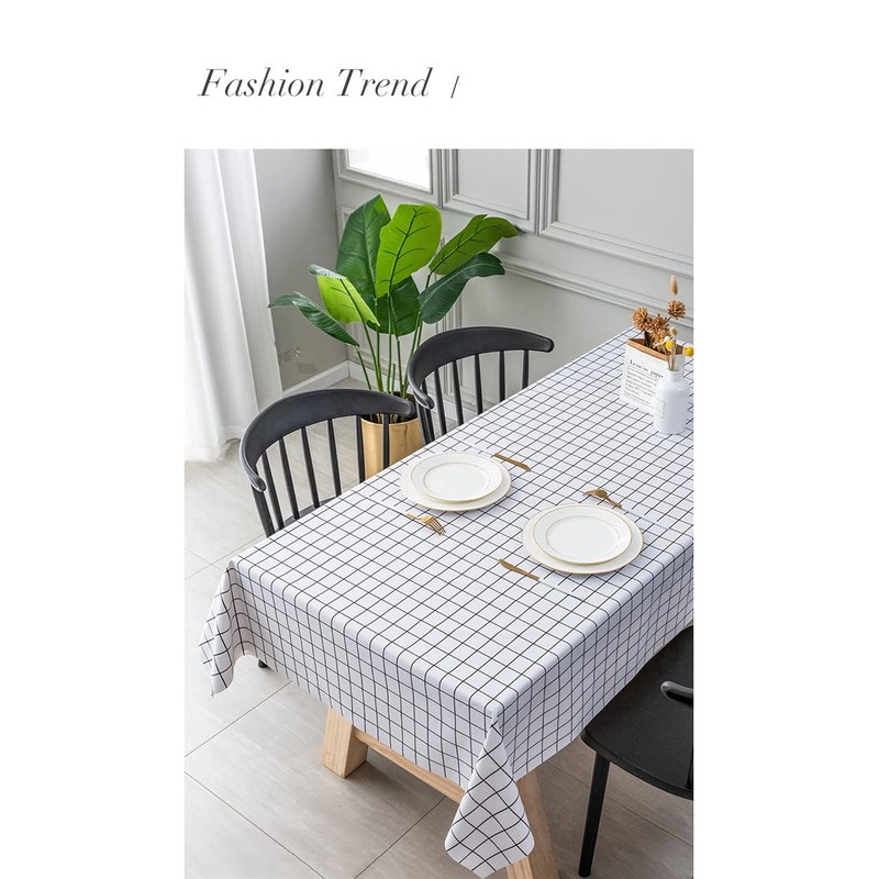 Aisszhao 137 * 180cm Wipe Clean PVC Tablecloth,Rectangular Large Easy