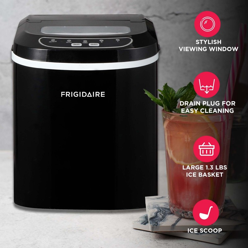 FRIGIDAIRE EFIC101-BLACK Ice Maker Machine for Countertop, 26 lbs, Adjustable