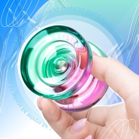 Yoyo K2 Crystal Responsive Yoyo for Kids Beginners，Dual Purpose Yoyo professional Replacement Unresponsive Yoyo Bearing with 12 Yoyo Strings + Yoyo Case Bag + Removal Bearing Tool（Green Pink Gradient）