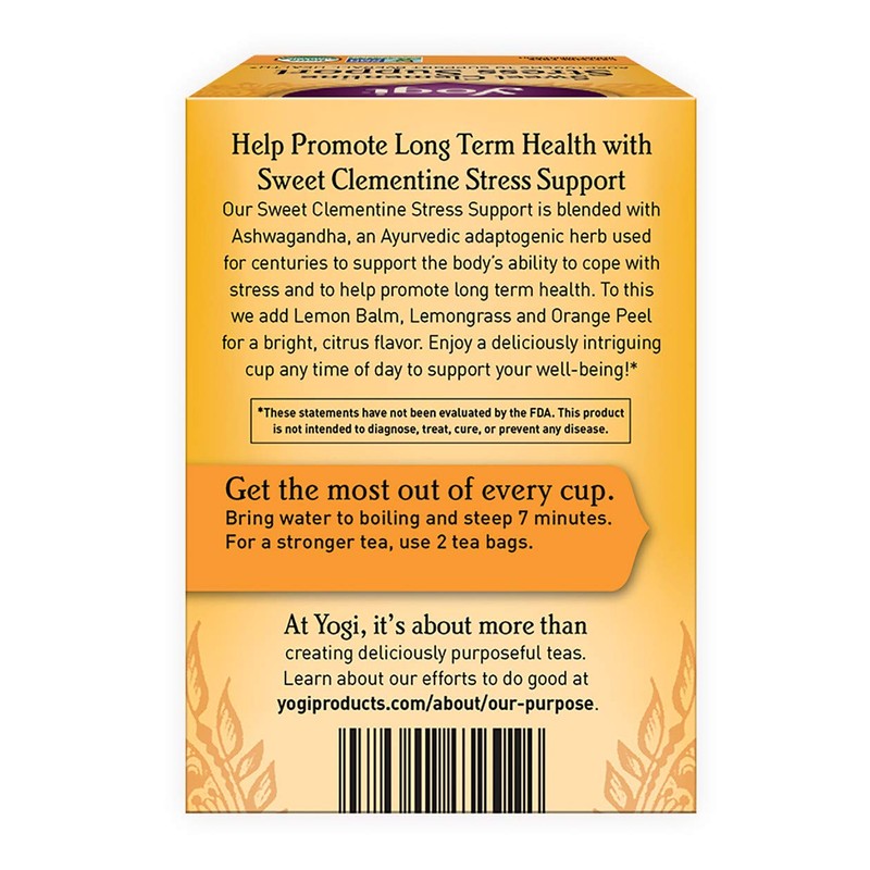 Yogi Tea Organic Sweet Clementine Stress Support Supplement, 16 Count
