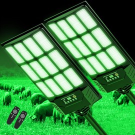 Hog Light for Night Hunting,22000LM Powered Feeder Light(Green) Solar Lights for Hunting Hogs, Coyote, Varmint, Deer, Motion Activated Feeder and Waterproof with Motion Sensor and Remote Control-2PACK