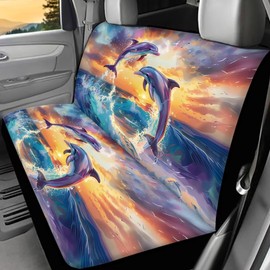 FUIALDOLG Car Seat Cover for Back Seat,Dolphin Universal Fit Auto Cars SUV Sedan Vehicle Interior Decor Accessories, Comfort Car Back Seat Cushion Covers