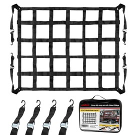 Autofonder Cargo Net for Pickup Truck Bed Adjustable 42"x50" Truck Bed Cargo Netting with S-Hook Fittings 2” Wide Heavy Duty Small Trunk Cargo Nets Automotive Carrier for SUV Car Trailer