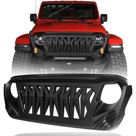 u-Box for Jeep Front Grill Matte Black Shark Grille Replacement w/Amber Turn Signal Lights Compatible with Jeep Wrangler JL & Gladiator JT 2018 2019 2020 2021 2022 2023