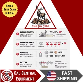 STAG 18-Inch Chainsaw Chain .325" .050 Gauge 72DL Fit Husqvarna 435/440/445/45