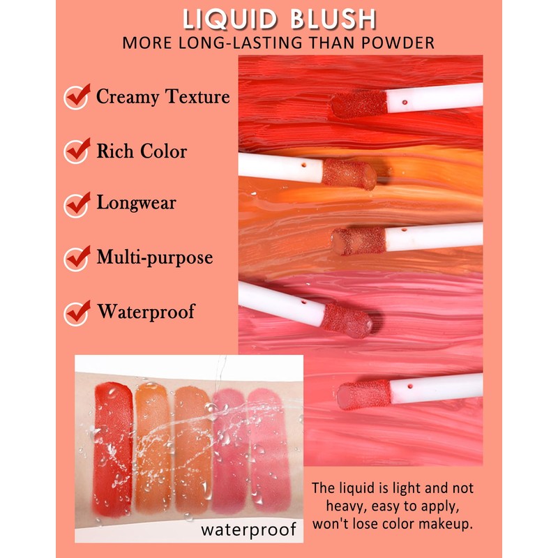 Blush Stick for Cheeks, Cream Matte Liquid Blush, Velvet Lightweight
