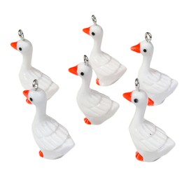 ARTISAMILY 10pcs Goose Bracelet Keychain Charms White Goose Resin Necklace Pendants Lovely Hang Ornament Cute Dangle Earring Charms 32x20 mm for DIY Craft Jewelry Making
