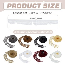 FINGERINSPIRE 8 Pcs Short Straight Doll Hair 38.5x1.9inch High Temperature Fiber Dolls Hair Bang Curly Hair Wig Neat Bangs Wigs for Doll Making Kit DIY Handmade (Suitable for Bangs)