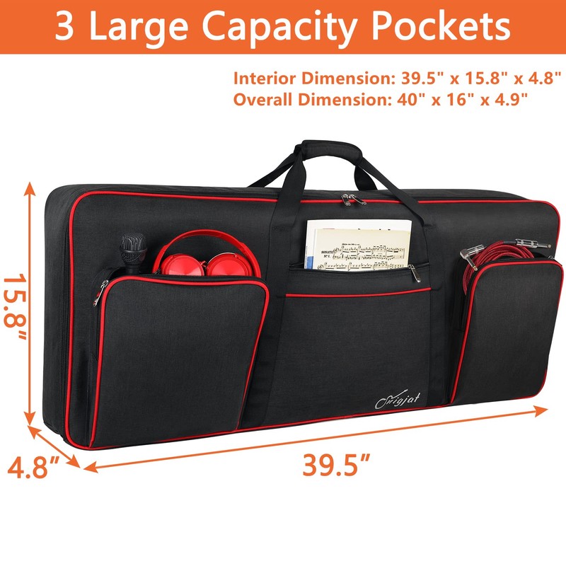 SNIGJAT 61 Key Keyboard Case, Soft Piano Bag with 0.32