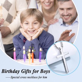 OAVOOK 14th Birthday Gifts for Teen Boys 14 Year Old Boys Cross Necklaces Christian Gifts for Son, Grandson, Nephew, Brother