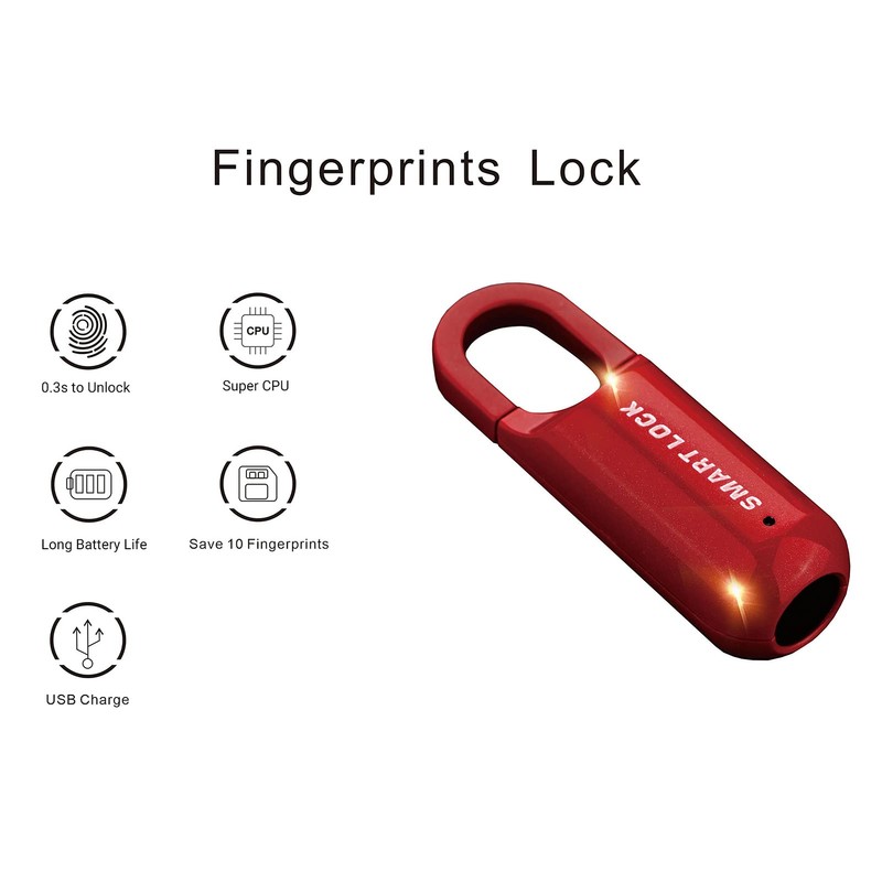 MQ-1017 Smart Fingerprint Padlock Waterproof Biometric Lock Portable Keyless Security