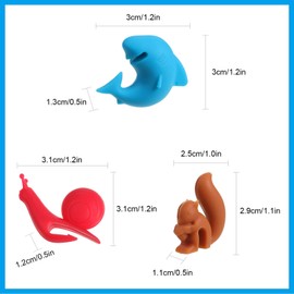 Boao 36 Pcs Silicone Tea Bag Holders Wine Charms Glass Identifier Drink Markers Cute Colorful Snail Squirrel Shark Cup Edge Holders Mug Clips Tea Accessories for Christmas Birthday Bar Party Favor