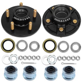 2 Sets 3500Lbs Trailer Hub Kit 5 Bolt 4.5",5 Lug Trailer Hub Fit 1-1/16" to 1-3/8" Trailer Tapered Spindle,Boat Trailer Hubs 5 Lug,Trailer Wheel Hub Kit(Not fit Straight Spindle)