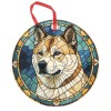 Gulf Coast Laser Graphics Akita 5 Blue Background Holographic Ornament