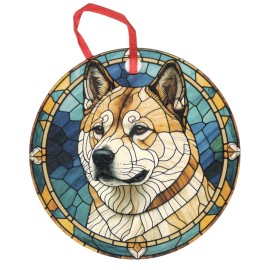 Gulf Coast Laser Graphics Akita 5 Blue Background Holographic Ornament