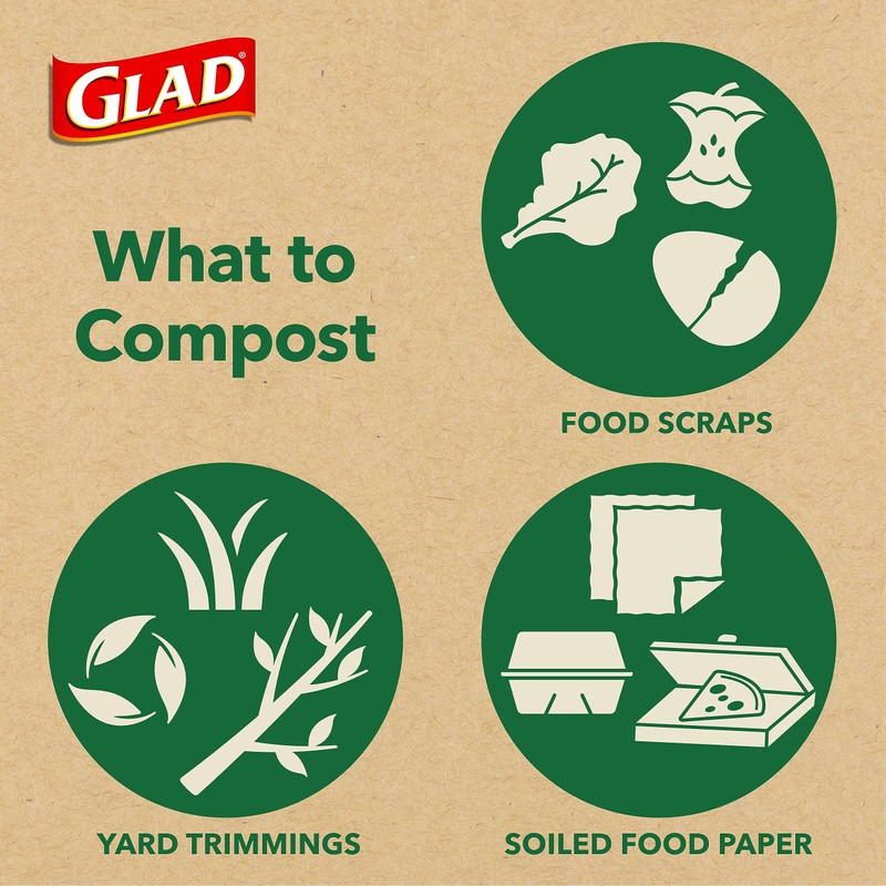 Glad Trash Bags, Kitchen Compost Bags 2.6 Gallon Garbage Bags,