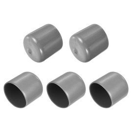 uxcell 5pcs Rubber End Caps Protective Caps 32mm ID Vinyl PVC Round Tube Bolt Cap Cover Screw Thread Protectors Light Gray