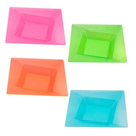 Party Essentials 10 Count Hard Plastic Square Twist Salad/Snack Bowls, 12-Ounce, Assorted Neon