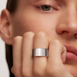 ALEXCRAFT S925 Chunky Ring Silver Matt Brushed Women Men Open Adjustable Gifts for Women Girlfriend Mum Girls Valentine's Day Width 5 mm 10 mm 15 mm