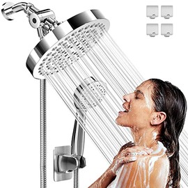 Regaderas para Baño,Combo de 6''Cabezal de Ducha de Lluvia de Alta Presión y 9''Shower Head de Mano,con Manguera de 58''y 3 Modos,con Botón de Control de Flujo,Boquilla Autolimpiante,para Baño,Hotel