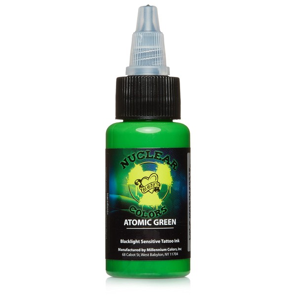 Moms Nuclear UV Tattoo Ink .5 ounce Atomic Green Ultra Violet US 1/2 oz