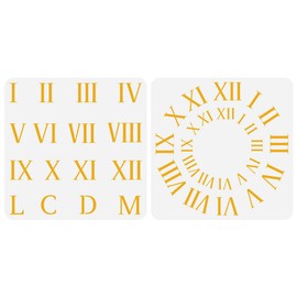 FINGERINSPIRE 2 PCS Roman Numerals Painting Stencil 11.8x11.8 inch Reusable Clock Face Numbers Stencil Numeric Symbol Stencils Plastic Craft Stencils for Painting on Wall Wood Furniture DIY Home Decor