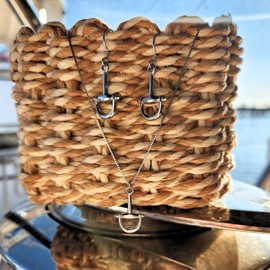 Minimalist Silver Horsebit Necklace & Earrings Jewelry Set – Elegant 925 Sterling Silver Filled Snaffle Bit Jewelry Gift Set. Dainty Sterling Silver Horse Jewelry Set for Her in Gift Box With A Bow