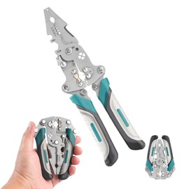 18 In 1 Foldable Ｗire Strippers Crimper, Multifunctional Folding Wire Stripping Tool, Wire Stripper Electrical，Electric Cable Stripper, Cable Cutters with Plier, Crimper, Twister, Splitting, 2pcs