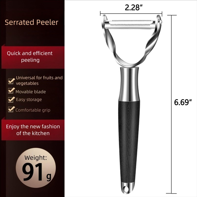 ANMIOU Serrated Fruit and Vegetable Peeler, Stainless Steel Blade, Ergonomic