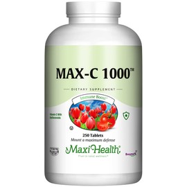 Maxi Health 1000 mg Vitamin C - 1000mg Tablets Ultra High Absorption Formula - Gluten Free Kosher Dietary Non GMO Supplement for Immune Support - Vitamin C Tablets from Ascorbic Acid, (250 Count)