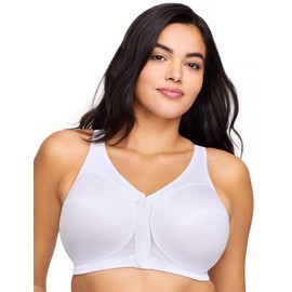 Glamorise Full Figure Plus Size MagicLift Front-Closure Posture Back Bra Wirefree #1265 White 44H