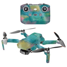 MightySkins Glossy Glitter Compatible with DJI Mini 2 Portable Drone - Watercolor Blue | Protective, Durable High-Gloss Glitter Finish | Easy to Apply and Change Styles | Made in The USA