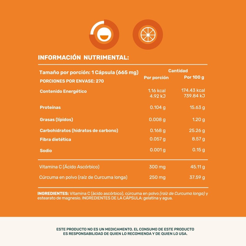LIFE 360+ Vit C+ Turmeric Suplemento Alimenticio de Vitamina C