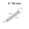 6 Pcs 8mm x 60mm High-Carbon Steel Quick Release Pins,