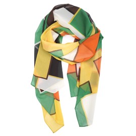 YOUR SMILE Ladies/Women's Lightweight Floral Print/Solid Color mixture Shawl Scarf For Spring Summer season (Check/Green Yellow)