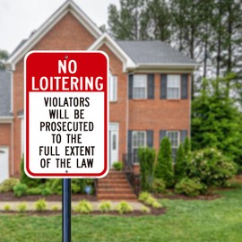 No Loitering Sign-2 Pack, Large 12" x 18" Aluminum No Loitering Violators Will Be Prosecuted Sign for Business, Rust Free, Weather Resistant, Waterproof, Fade Resistant, Easy to Install, Indoor/Outdoor